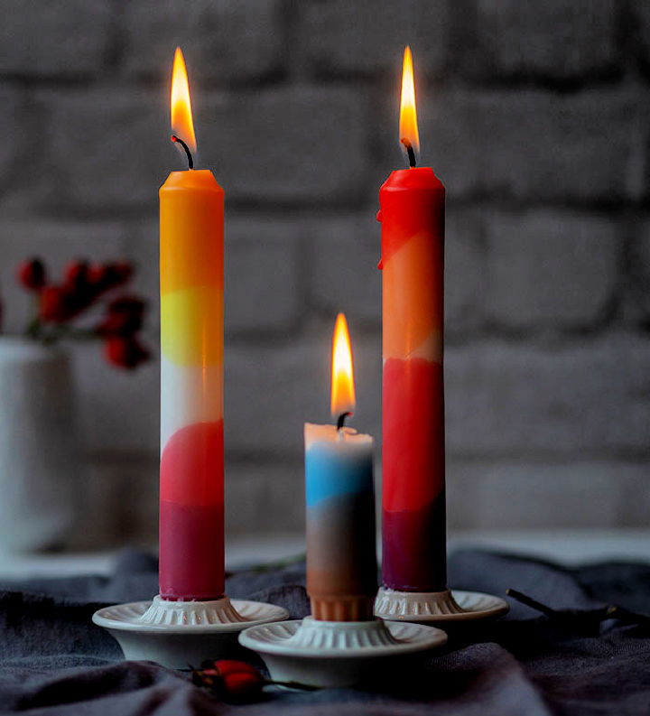 Colorful Dip Dye Candles