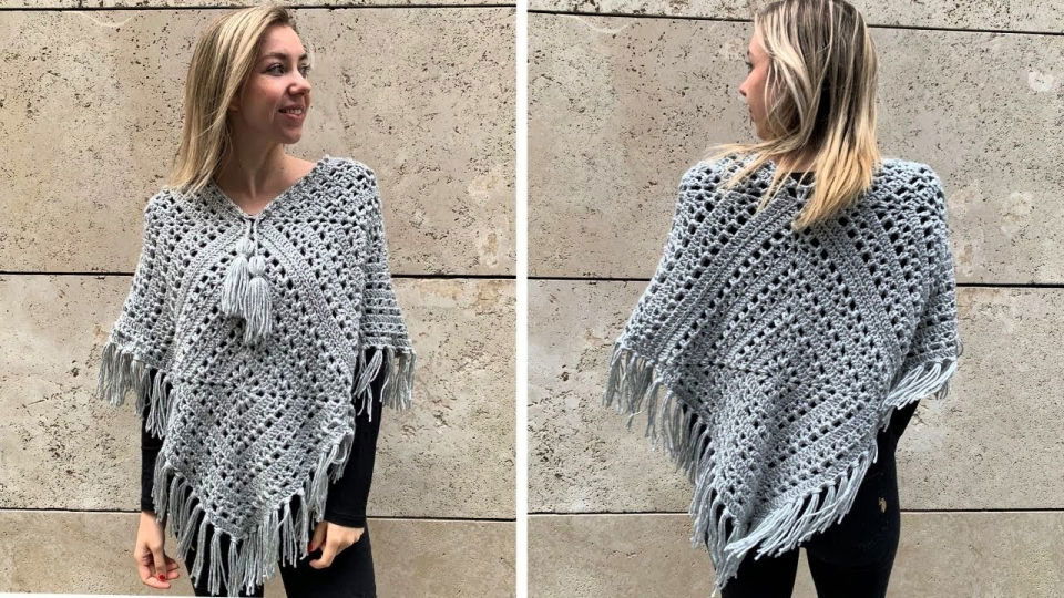 Crochet Granny Square Poncho Tutorial
