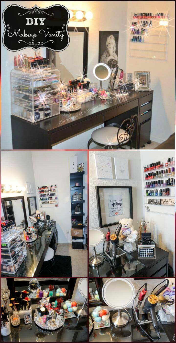 DIY lovely makeup vanity