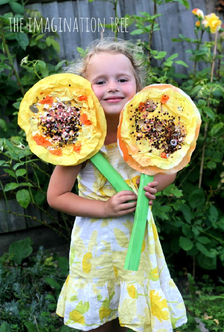 DIY Coffee Filter Sunflowers Collage