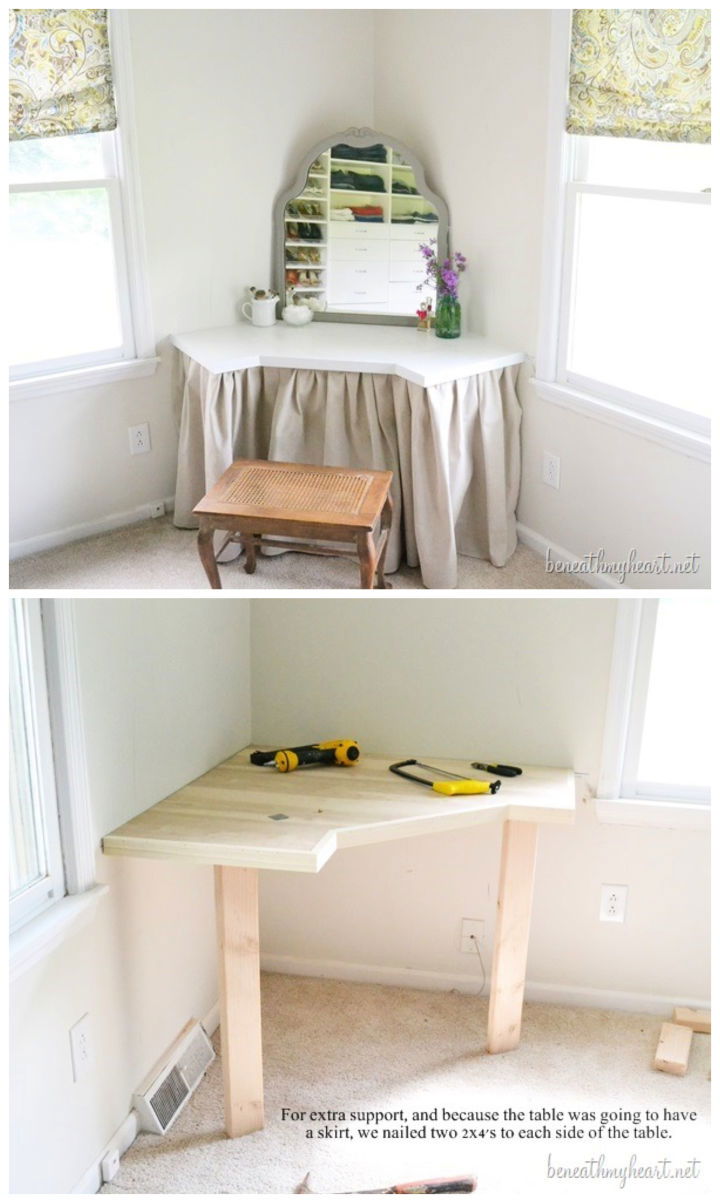 DIY dressing table into makeup vanity