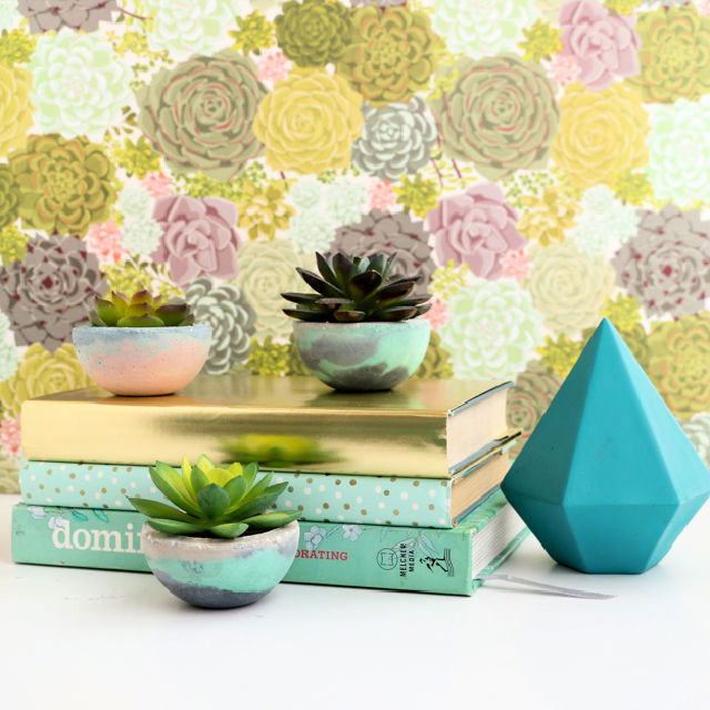 DIY Mini Layered Concrete Planters