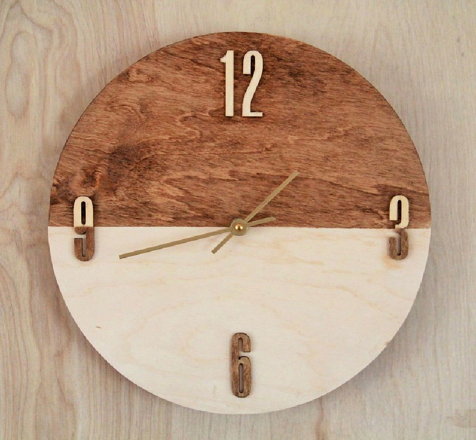 DIY Stained Plywood Wall Clock