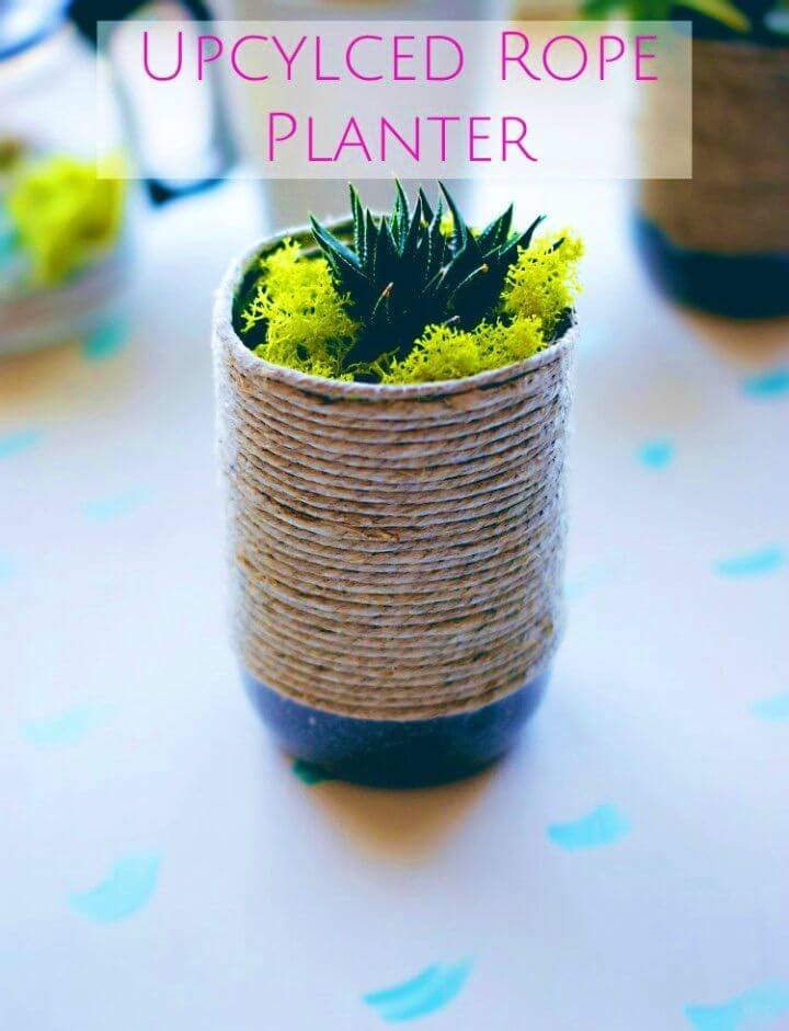 DIY Upcycled Rustic Rope Planter