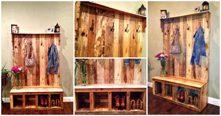 pallet hall tree or Pallet coat rack or Pallet shoe rack