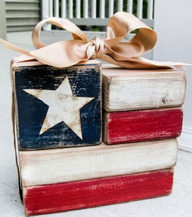 Easy 2×4 Wooden Blocks Flag for 4th of July Decor