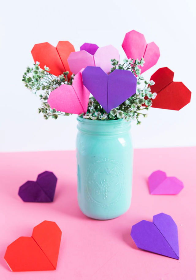 Easy DIY Paper Origami Heart Bouquet