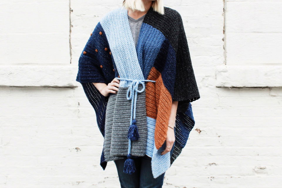 How to Crochet Shades of Indigo Poncho Free Pattern