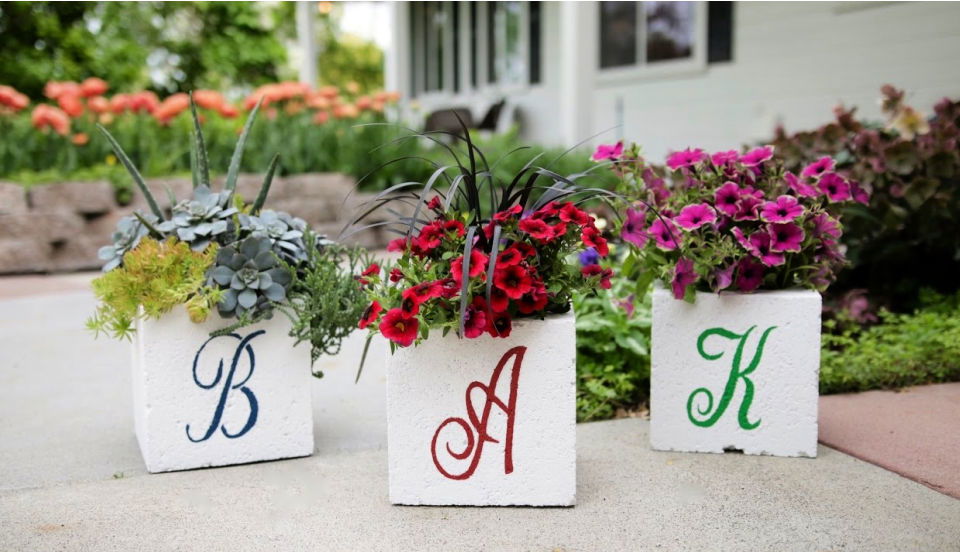 How to Make a Monogrammed Cinder Block Garden