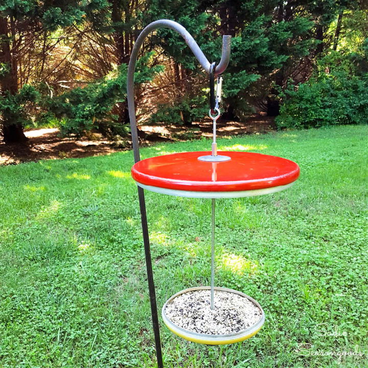 Platform Bird Feeder From Repurposed Pot Lids