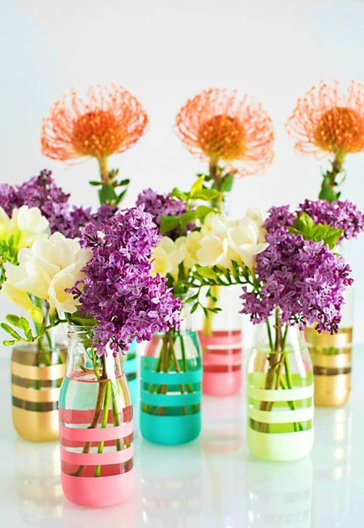 Pretty DIY Painted Glass Bottle Vases