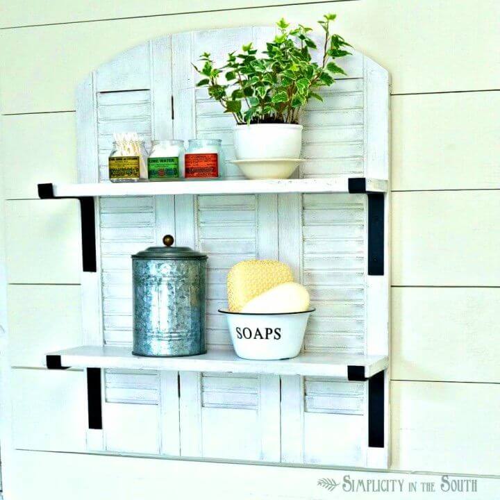 Repurposed Shutters Bathroom Shelf