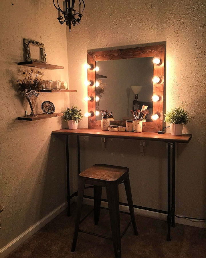 Rustic Style Wooden Makeup Vanity